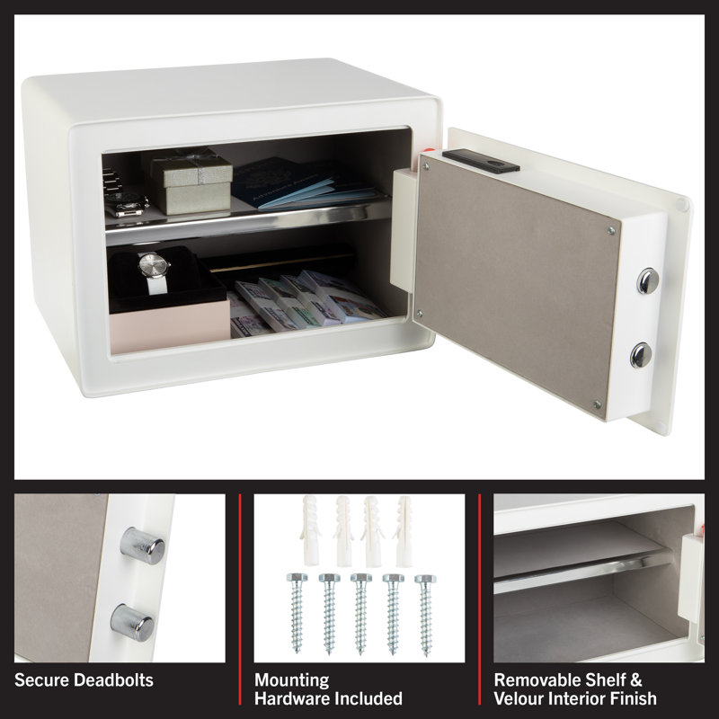Stalwart Fingerprint Biometric Safe Lockbox, White