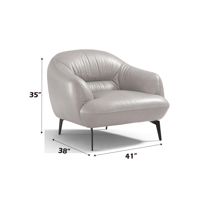Fauteuil en cuir véritable touffeté Lamoria, Cuir véritable taupe