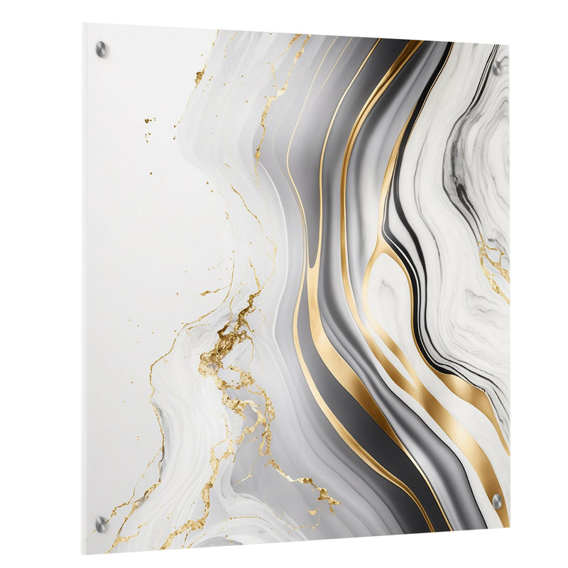 «Abstract Geode Marble Waves» - art mural abstrait en acrylique, H 20 po x l 12 po