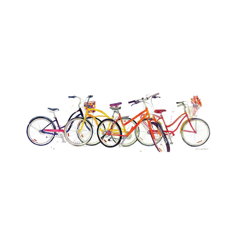 Bikes II by Andrea Stokes - Wrapped Canvas Panoramic Print, 30.48 cm H x 91.44 cm W x 1.91 cm D