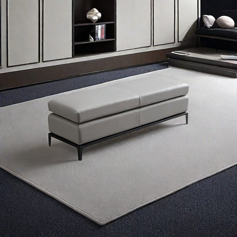 Banc rembourré en cuir Minimalist, H 17,71 po x l 47,24 po x P 19,68 po
