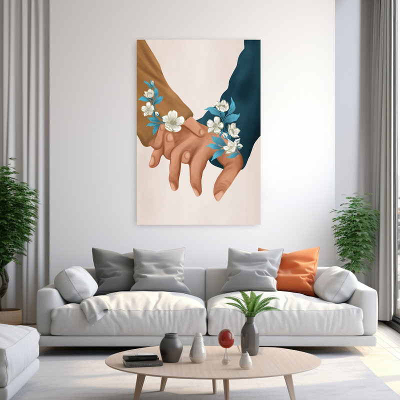 Art mural paysage floral abstrait délicat, H 60 po x l 40 po