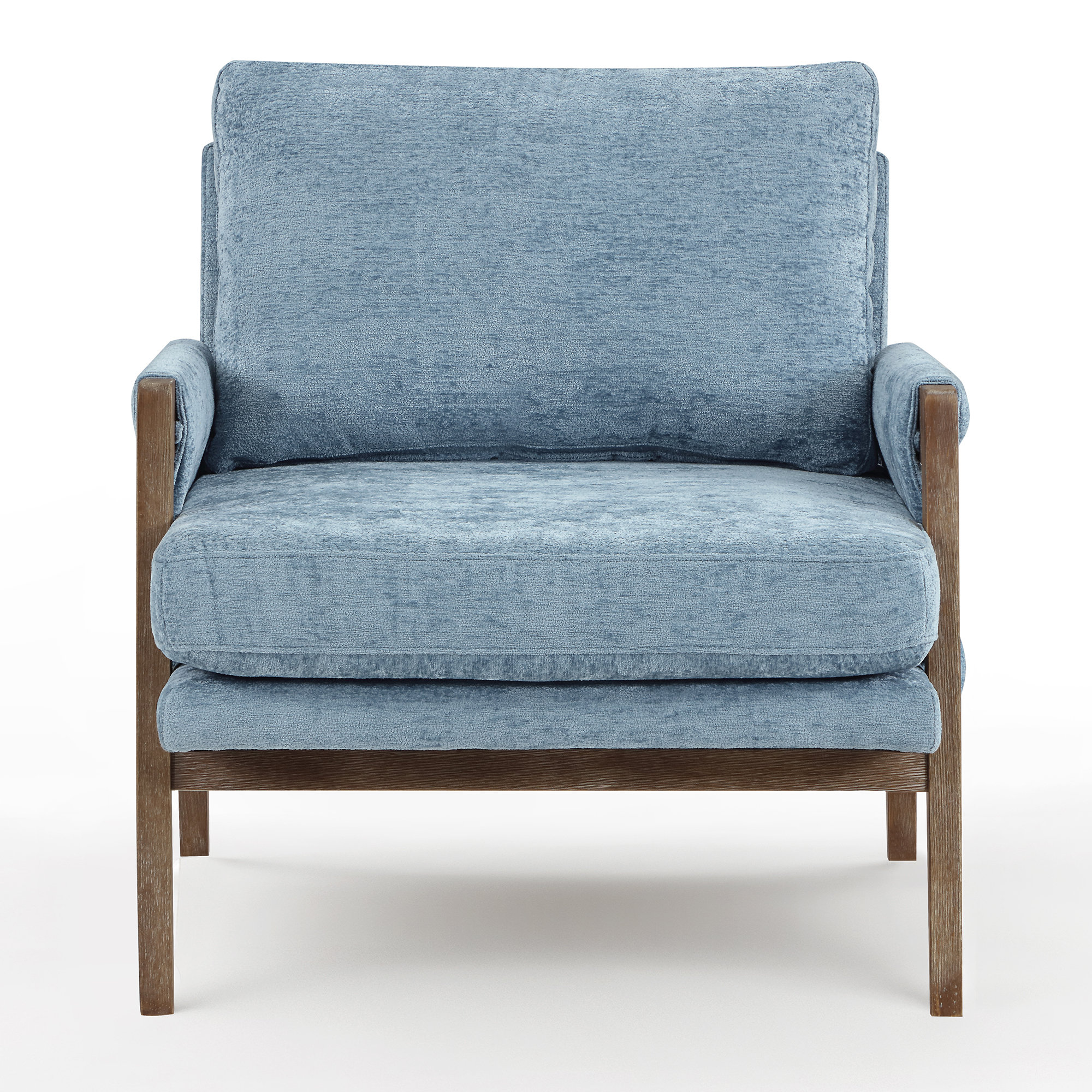 30" Wide Brayven Mid-Century Modern Upholstered Chenille Armchair With Wood Frame (Set of 2)