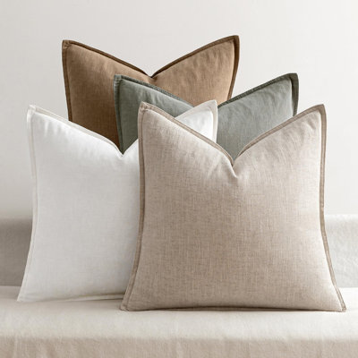 Housses de coussin décoratives en lin neutre Boho 18 po x 18 po | Housses de coussin naturelles, taies d'oreiller douces de style campagnard, décors de maison modernes pour canapé-lit de salon