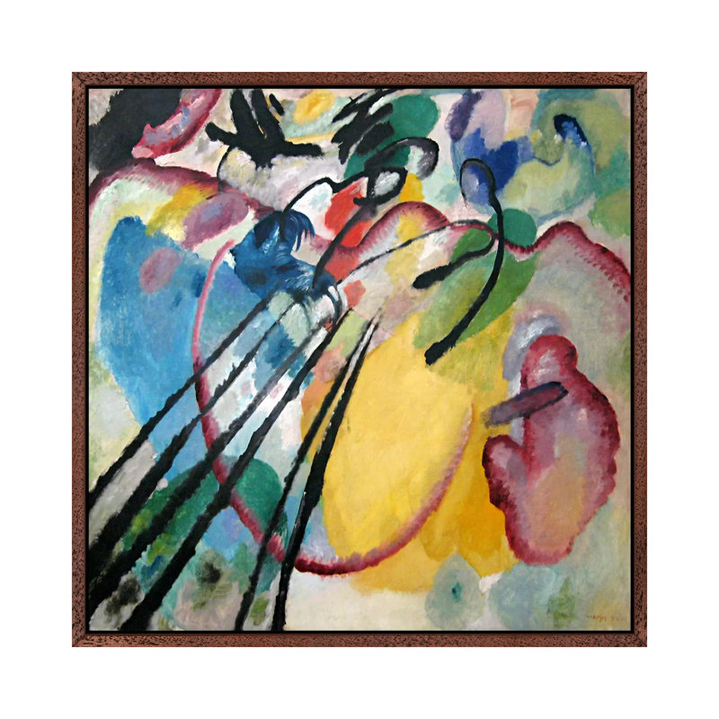 Improvisation 26 (Rowing) by Wassily Kandinsky - Painting on Canvas, Classic Brown Wood Framed Canvas