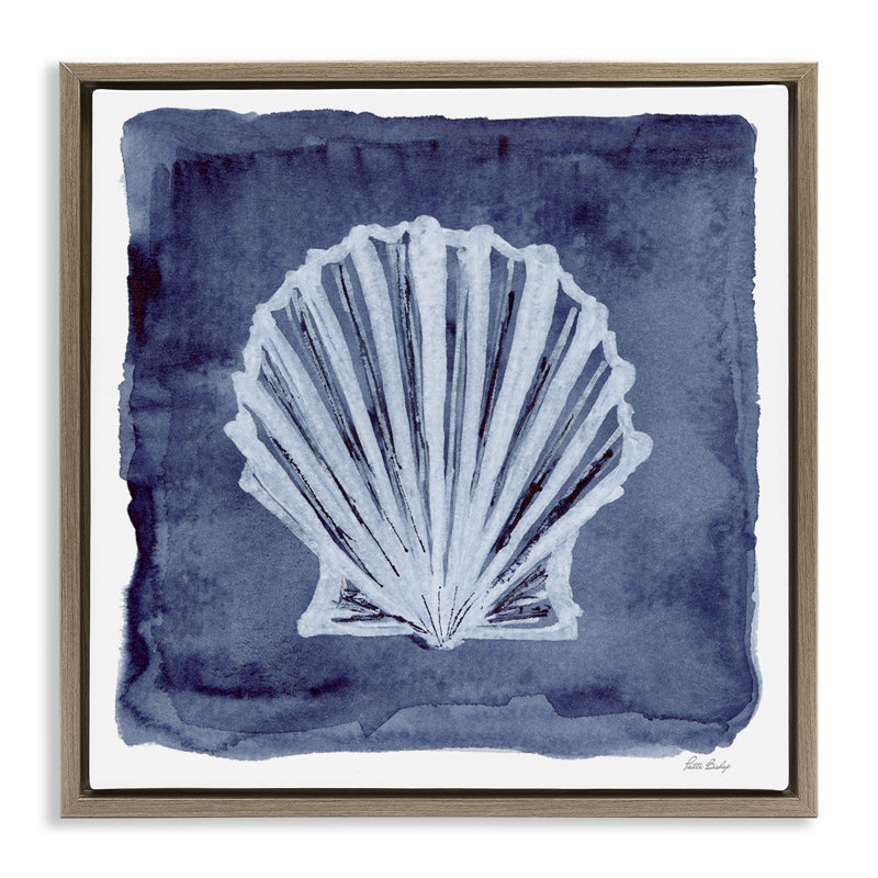 «Clam Shell Impression» par Patti Bishop, Cadre flottant orme Montalcino, H 25 po x l 25 po