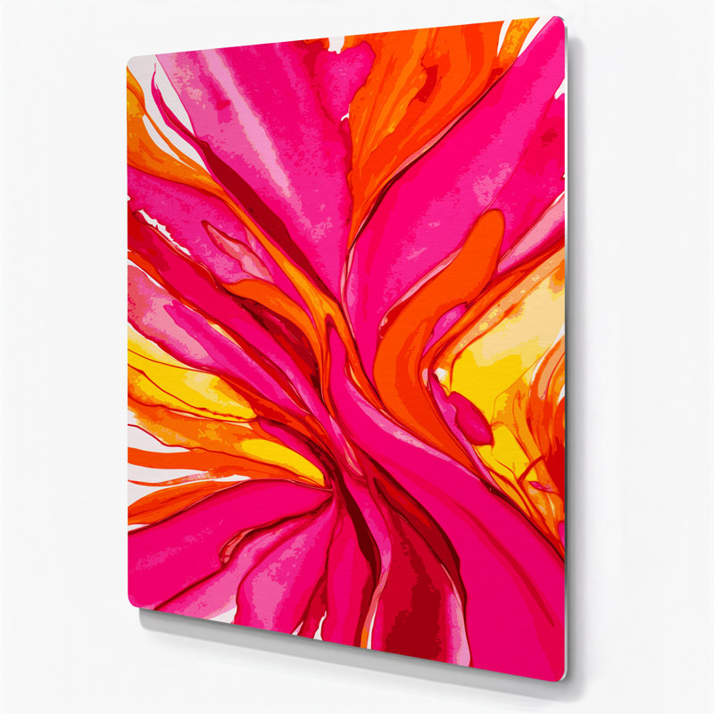 Aquarelle abstraite 52, art mural en métal rose, H 14 po x l 11 po