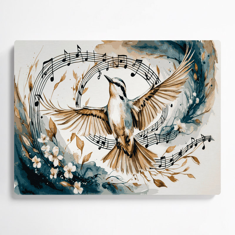 Oiseaux, art mural gris, H 288 po x l 432 po x P 0,05 po