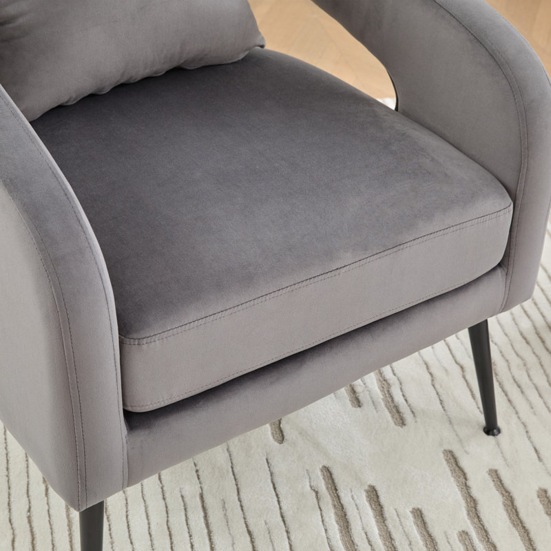 3 - Piece Upholstered Velvet Living Room Set With Metal Legs, Charcoal