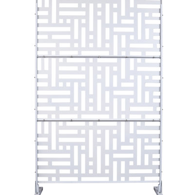 Écran d'intimité extérieur en métal 76 po x 48 po - blanc pour patio, terrasse, panneaux de clôture de jardin