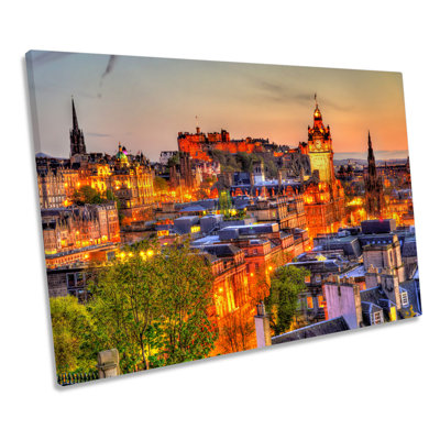 Edinburgh Castle Cityscape Skyline - Wrapped Canvas Print