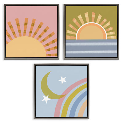 Ensemble de 3 toiles flottantes Rising Sun & Moon par Tina Finn