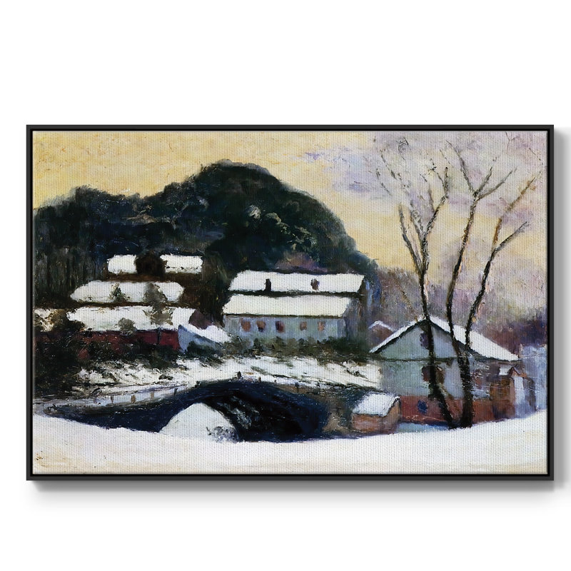 Sandviken, Norvège, 1895 01, Toile avec cadre flottant noir, H 17 po x l 25 po x P 2 po