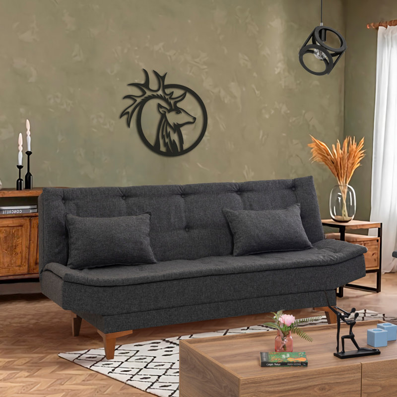 Twin 73.2" Wide Split Back Convertible Sofa, Anthracite