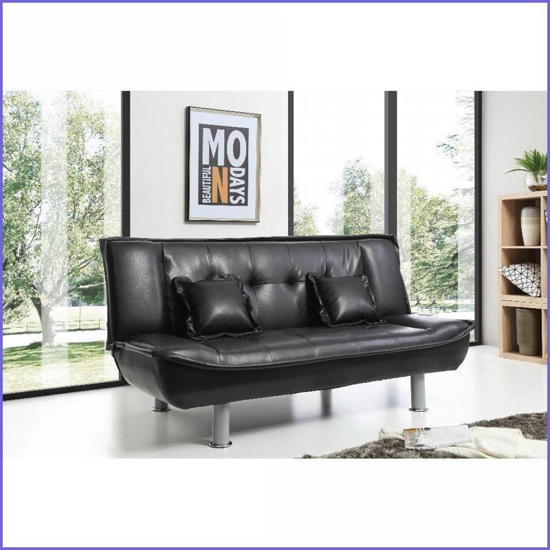 Canapé-lit moderne en similicuir pour le salon et amp; Pour chambre à coucher - Mousse à haute densité à conversion rapide et confort | Noir | Similicuir; polyuréthane | Métal