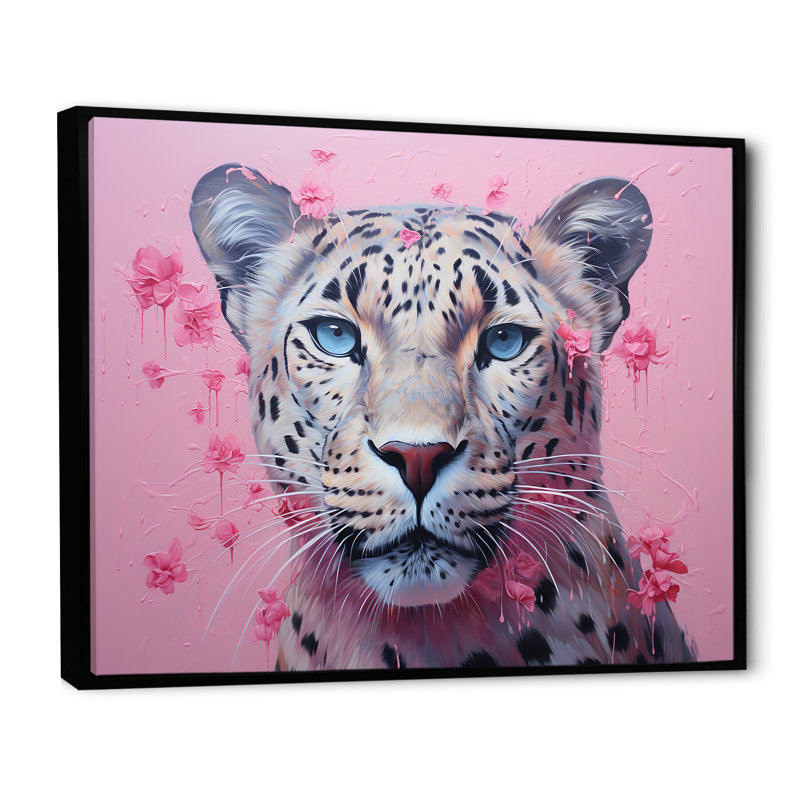 «Whimsical Leopard Prowl» sur impression sur toile, H 12 po x l 20 po x P 1 po, Cadre flottant noir