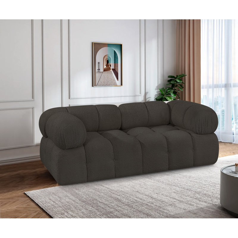 Ames Upholstered Sofa, Brown Boucle Fabric, 2 Corner
