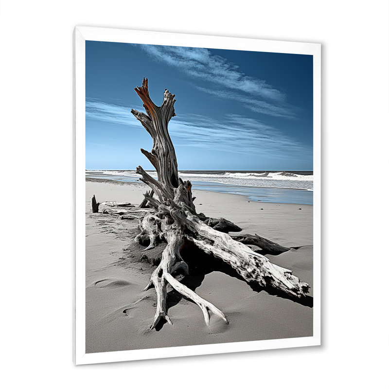 Plage flottante photo II, H 32 po x l 24 po x P 1 po, Cadre photo blanc