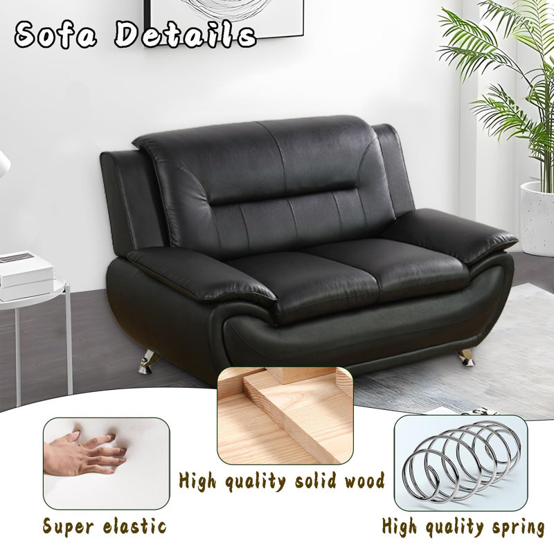 Ebern Designs Faux Leather Loveseat Sofa - Wayfair Canada
