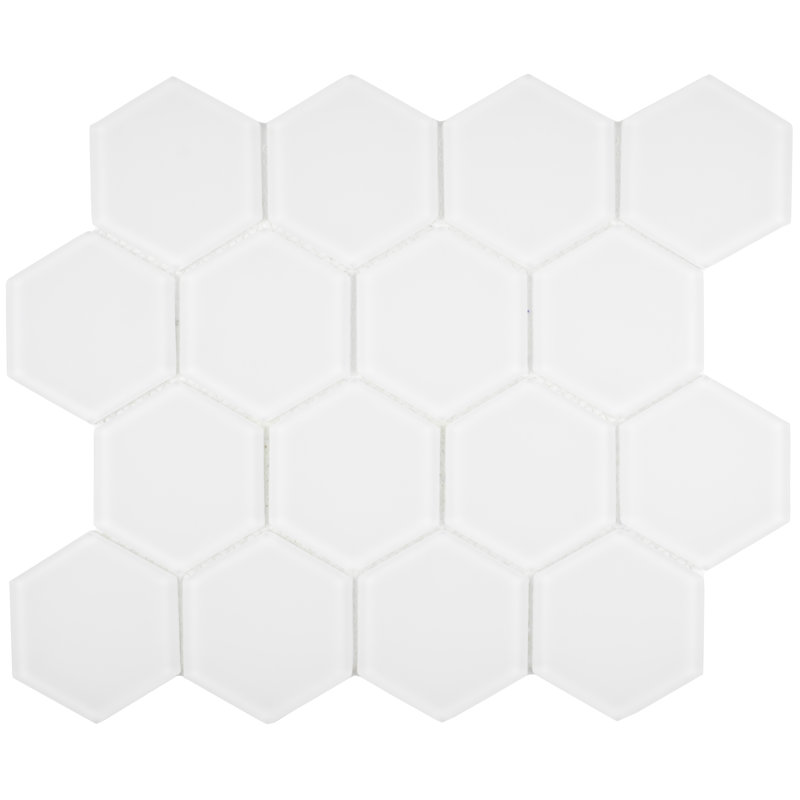 3" Beehive 10.25in.x11.75in. Glass Mosaic Tile, Soft Ivory Matte