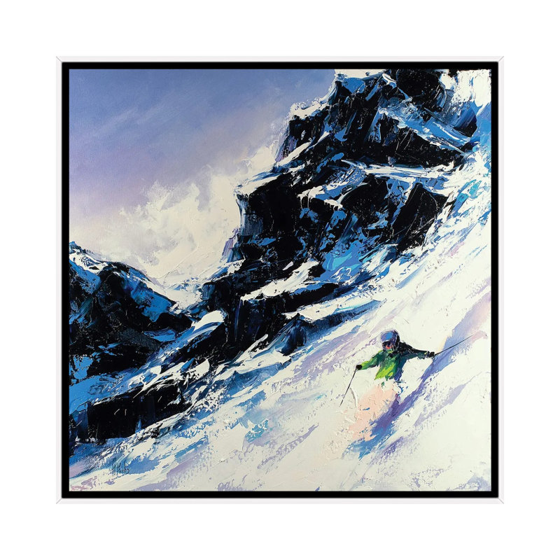 Fast Skier par - Toile tendue, H 12 po x l 12 po x P 1,5 po, Cadre blanc