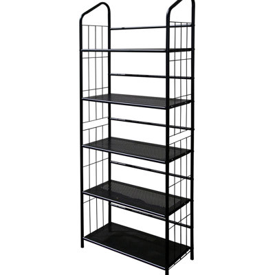 Bibliothèque métallique de 162,5 cm de haut, fini noir - Rangement supplémentaire pour livres, bureau, salon, chambre. Montage facile. Étagère pour un espace plus fonctionnel. Facile à assembler. Convient à différentes pièces.