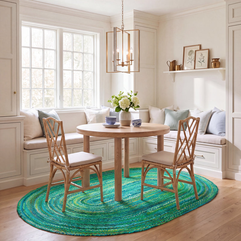 Tapis en coton tissé à la main Tiffany, Ovale 5 pi x 8 pi