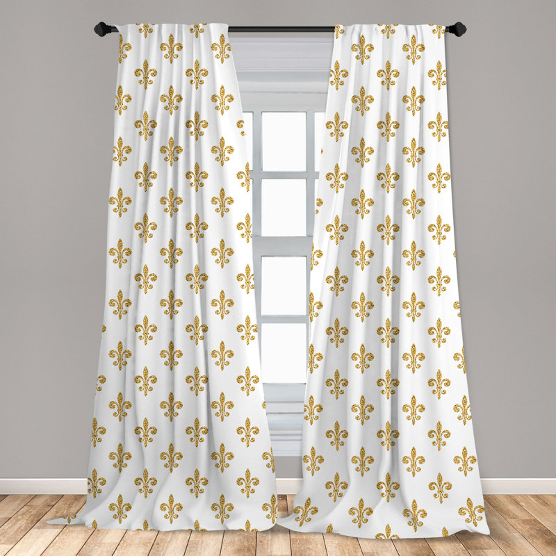 Fleur De Lis Semi-Sheer Rod Pocket Curtain Panels, 28" x 63"