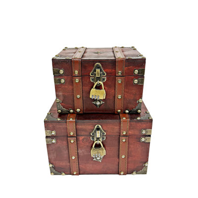 Wooden Treasure Box Set With Lock