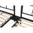 Triple Twin Bunk Bed In Black Metal With Quiet Slats, Lower Side Table, Extended Top Space, And Full Guardrails For Vacation Rentals L-Shaped Steel Structure, Noise Wood Table On Lower, Full Siblings
