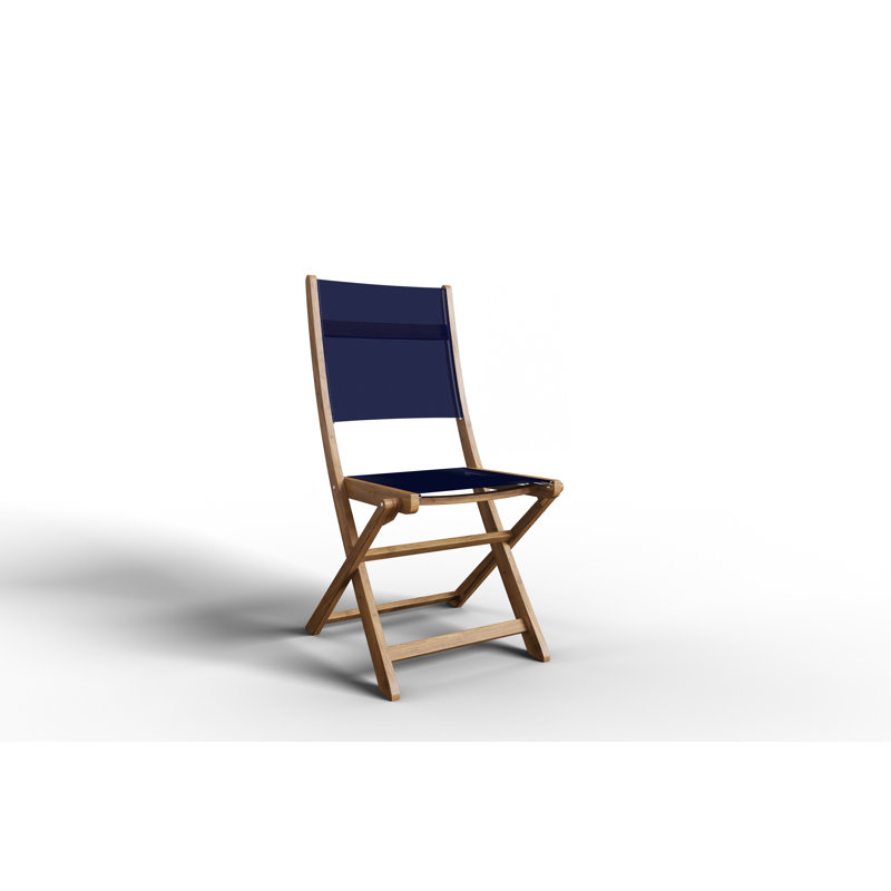 Chaise d'appoint d'extérieur en bois Nawa, Bois naturel / bleu