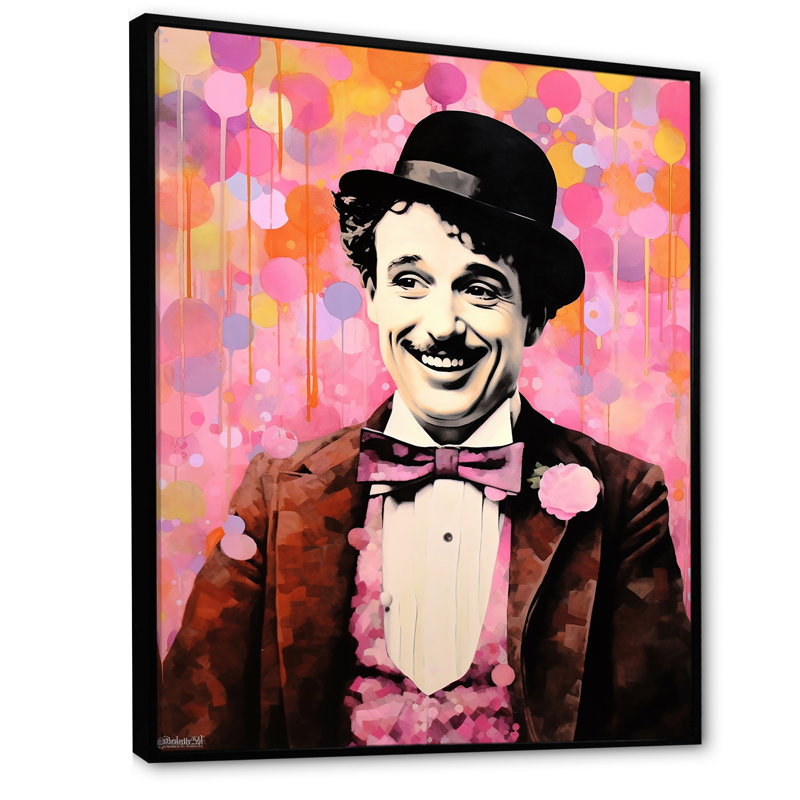 «Chocolate Chaplin III - Celebrity», reproduction sur toile_105726, H 32 po x l 16 po x P 1 po, Cadre flottant noir