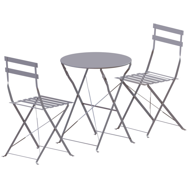 Rimma 2 - Person Patio Dining Set with Round Table, Light Grey