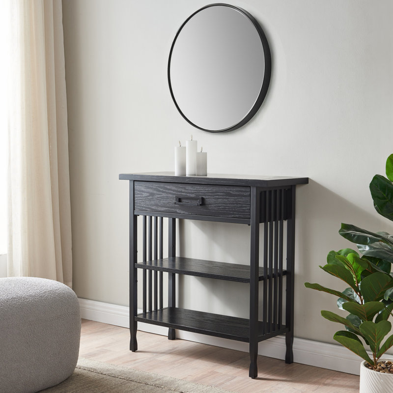 Ironcraft Solid + Manufactured Wood Bookcase, Black Wash/Matte Black