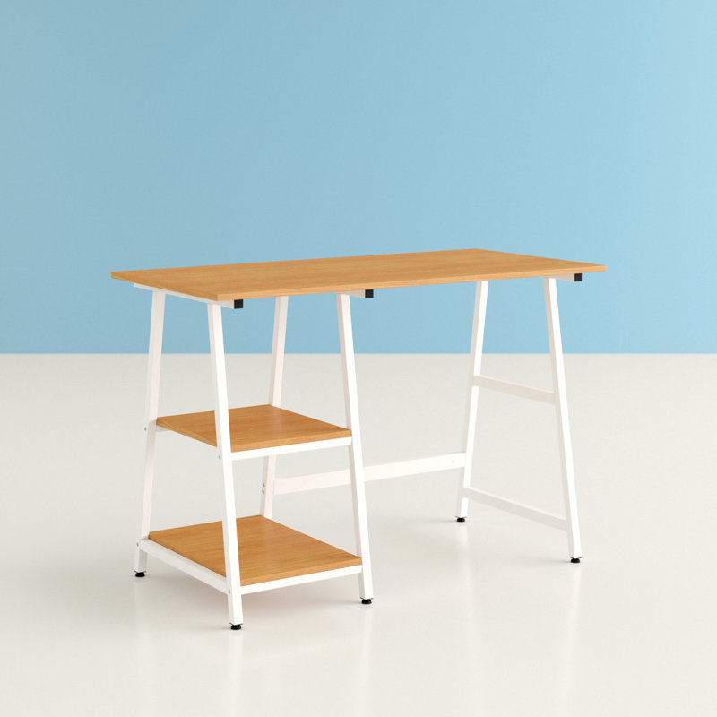 Metal Base Writing Desk, Oak