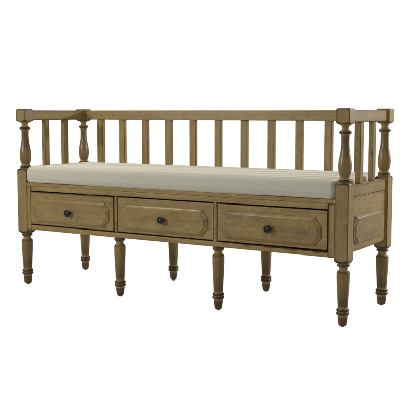 Banc de rangement rembourré avec tiroirs Drumkeeran, Ton naturel délavé