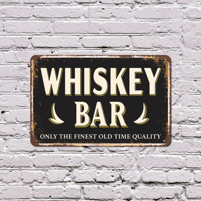 Whiskey Bar 10 Inch x 14 Inch Novelty Aluminum Sign