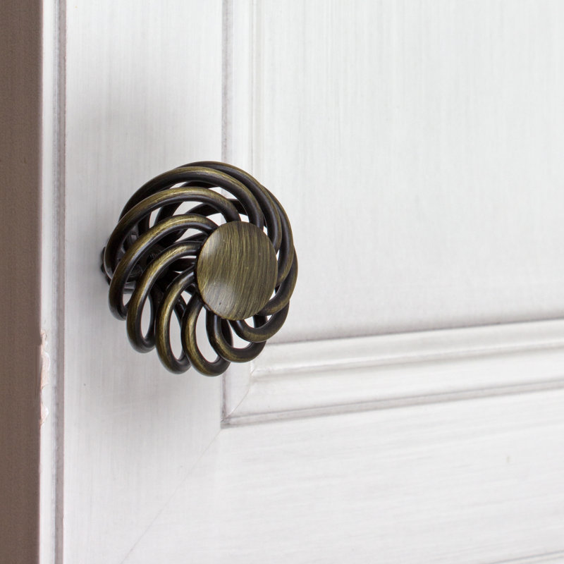 1 1/2" Diameter Birdcage Knob, Antique Brass, 1