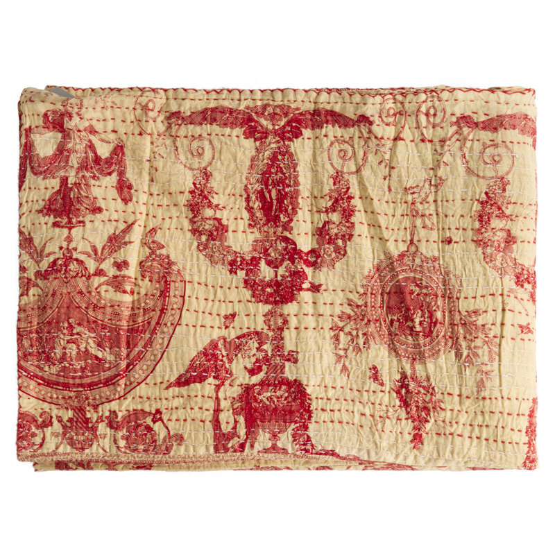 KANTHA COTTON Quilted Throw Blanket