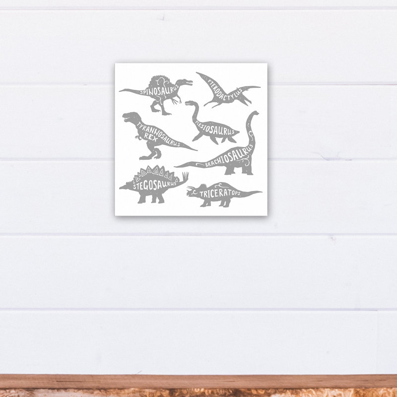 Art sur toile dino names Amapola, H 24 po x l 24 po x P 1,25 po, Blanc / Gris