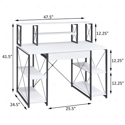 Bureau noir avec tablettes ouvertes et huche