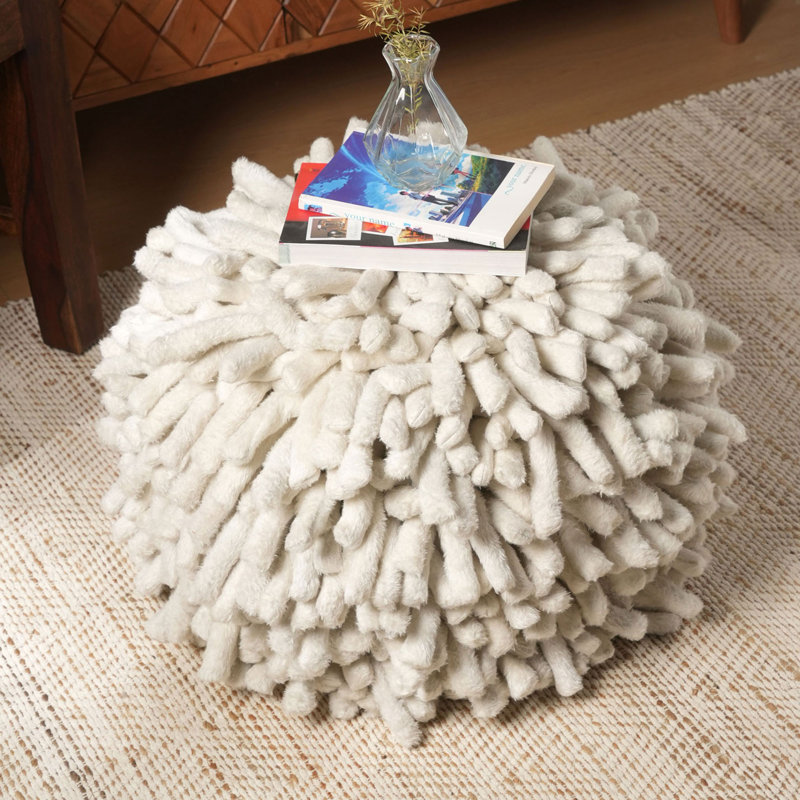  Clayford Handmade Round Pouf Foot Stool with Tassel Detailing - Luxe Lounge Collection