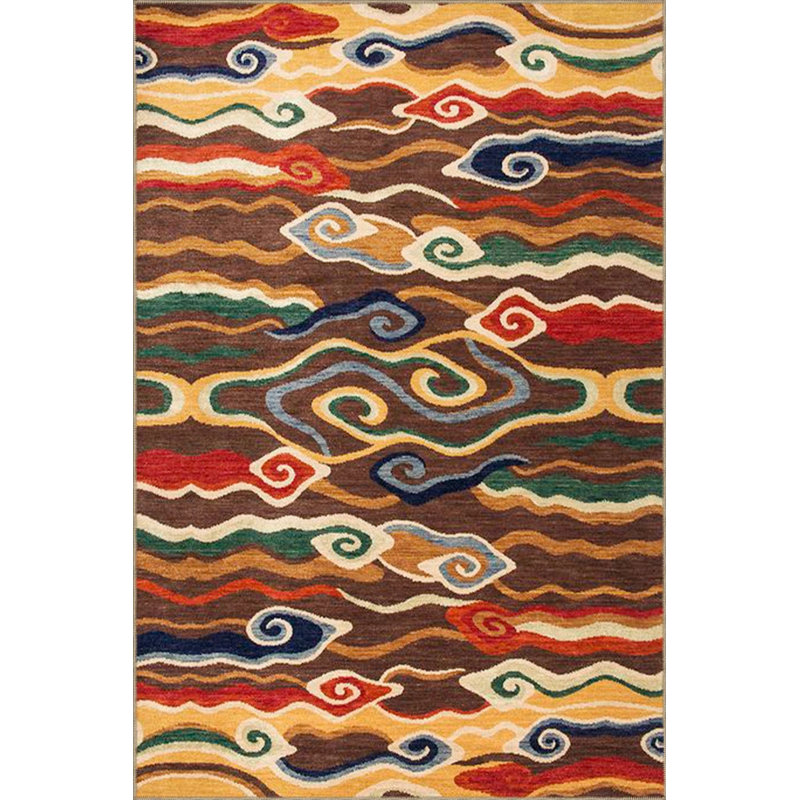Creative Multicolored Patterned Woven Base Washable Carpet, Rectangle 5'2" x 7'7"