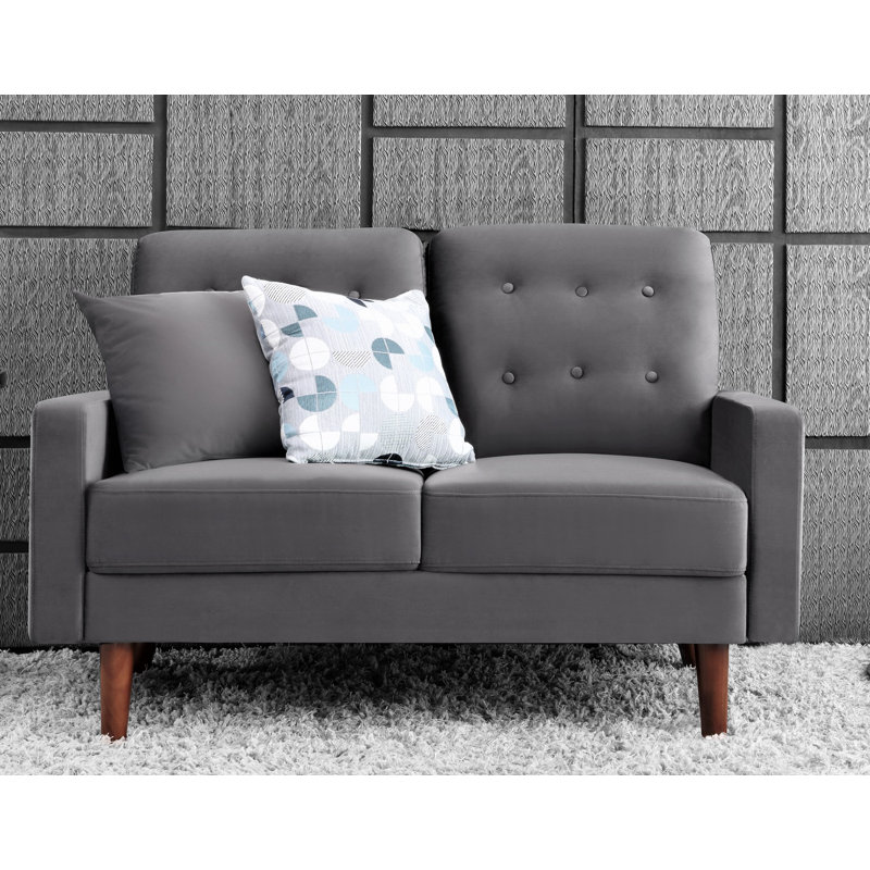 Kellerman 50.4'' Velvet Loveseat, Gray