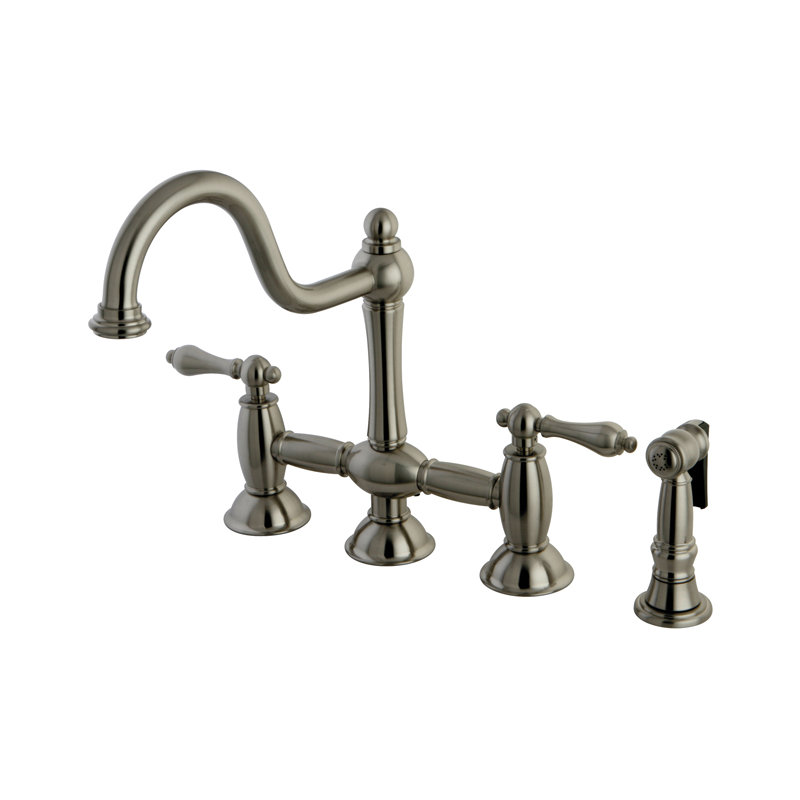 Widespread Bridge Faucet with Side Spray, Oil Rubbed Bronze