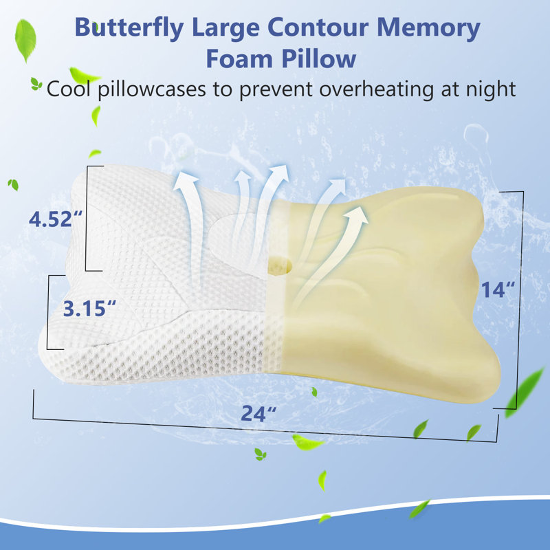 Cervical Pillow For Neck Support, Contour Memory Foampillow Shoulder Support Pain Relief For Side Back Stomach Sleepers With Pillowcase