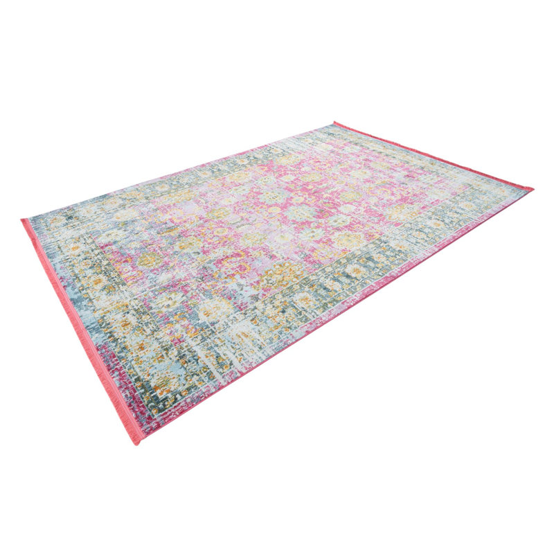 Tapis rose en polypropylène tissé à la machine Haefner, Rectangle 10 pi x 13 pi 1 po