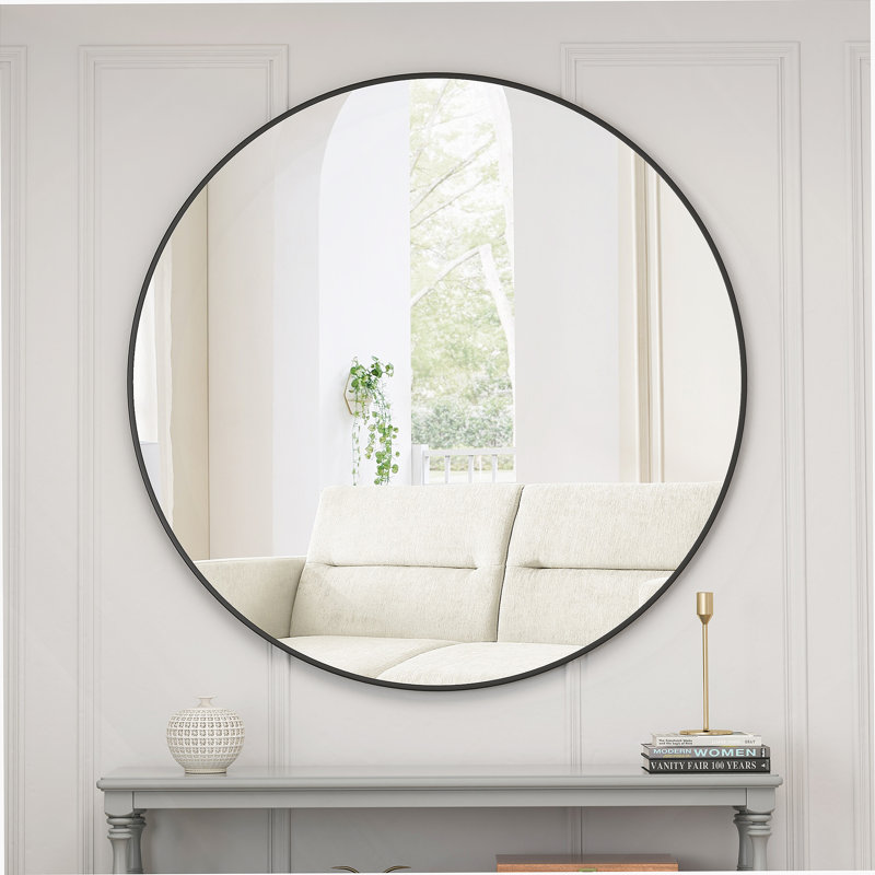 Miroir mural mural pour salle de bain, salon, chambre à coucher, Noir, 48 po x 48 po