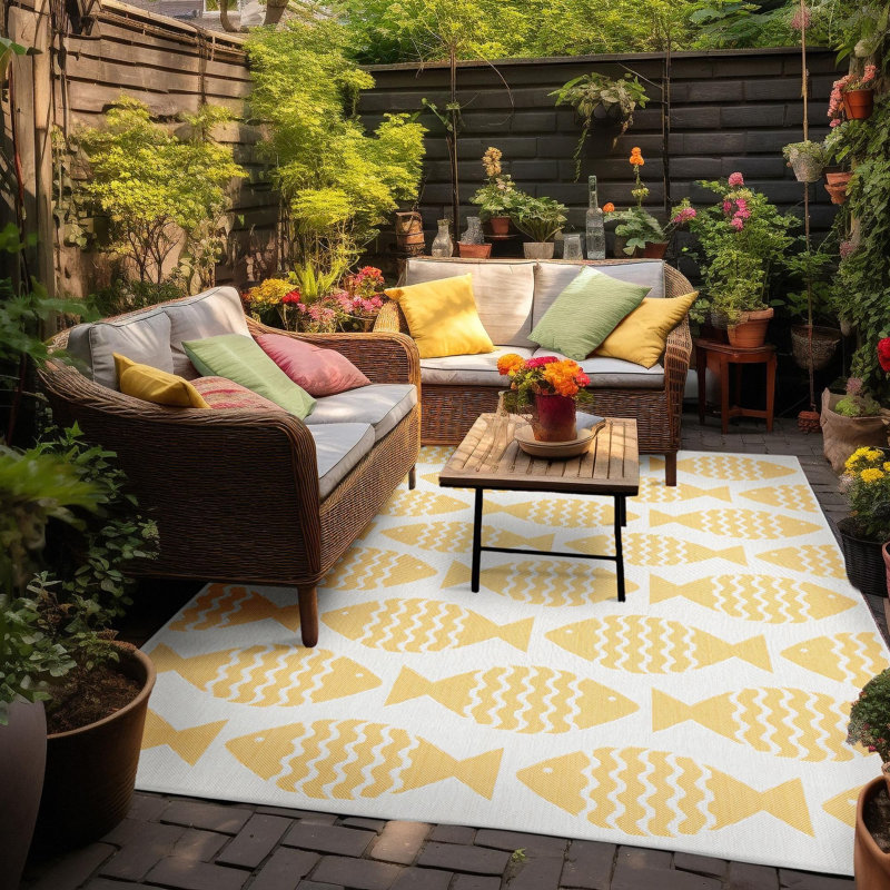 Tapis contemporain de couleur jaune Daitzman, Rectangle 2 pi x 3 pi 1 po