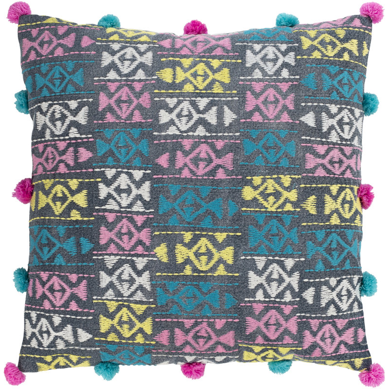 Kiko Fringed Cotton Throw Pillow, Polyester/Polyfill, 20" x 20"